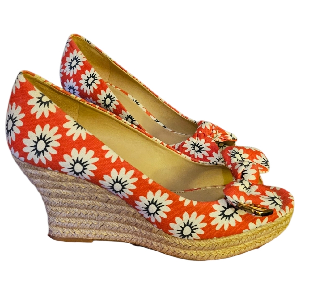 Tory Burch Women's Size 8.5 Floral Red Women's Shoes, Like New With Box